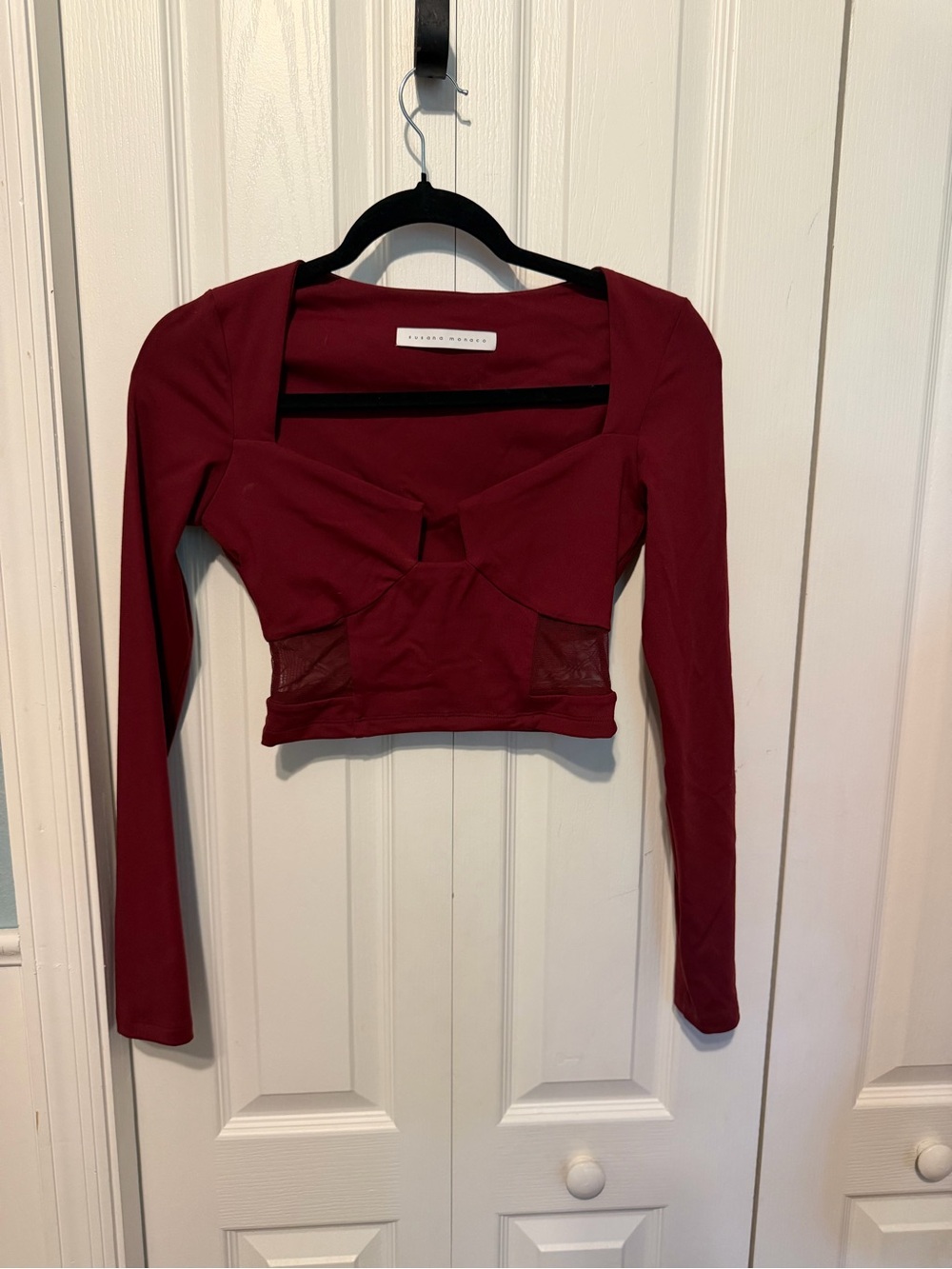 Susana Monaco Wine Long Sleeve Crop Top